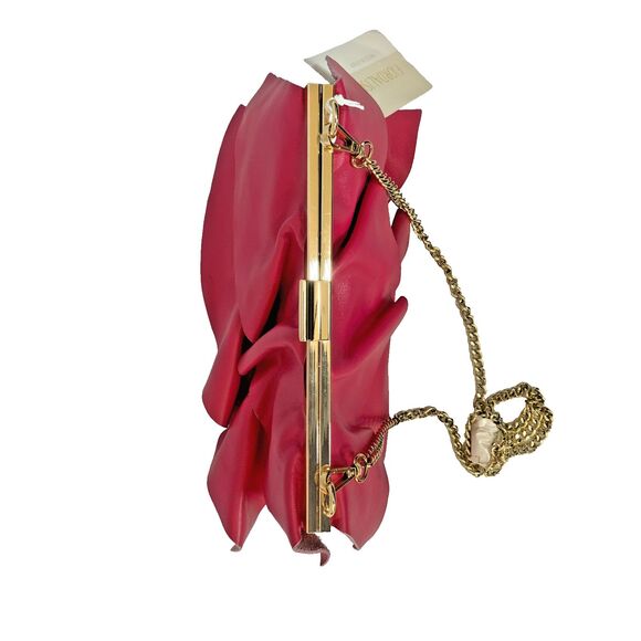 Fiordaliso Made In Italy Pink Leather Layered Clutch Crossbody Bag - Picture 4 of 16